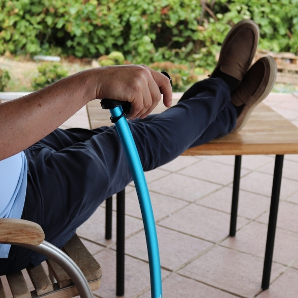 /walking-canes-images/Senior woman leaning on a lightweight aluminum cane with an anti-tendinitis handle